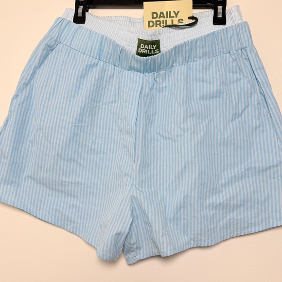 Daily Drills Pants - Daily Drills Light Blue Striped Boxer Shorts M/L